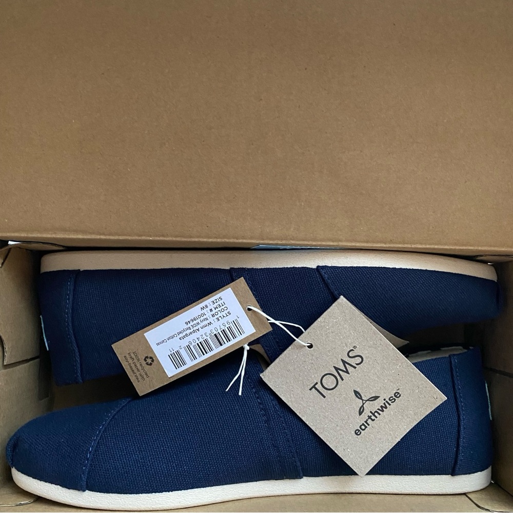 TOMS Alpargata Navy Heritage Canvas | Size 8-Wide | Women